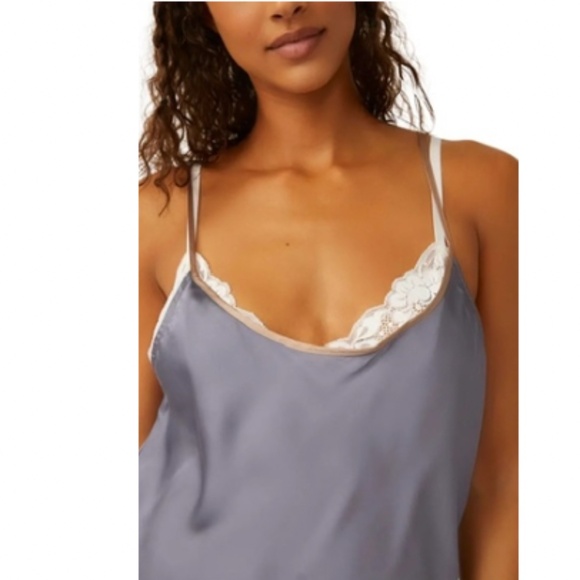 Free People Intimately Satin Chemise, Blue Granite Combo (Purple), Small - Picture 4 of 13